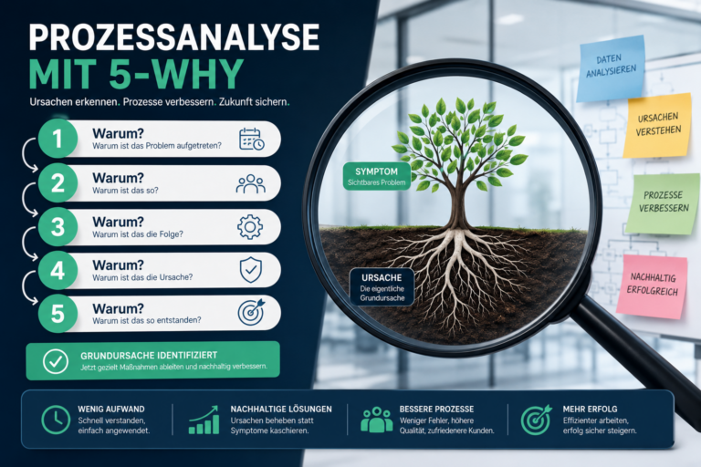 Prozessanalyse mit 5-Why: Ursachen erkennen und sicher lösen